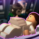 Pregnant Padme laying down on a table as seen in Lego Star Wars.